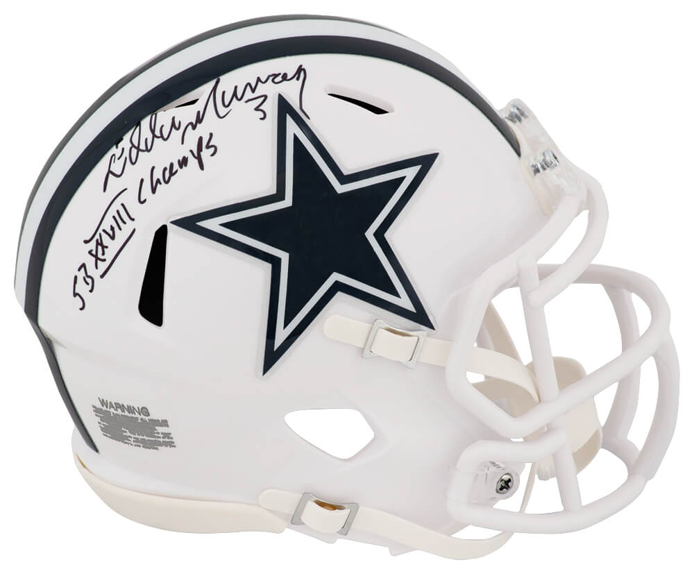 Eddie Murray Signed Dallas Cowboys 2022 Alternate White Riddell Speed Mini Helmet w/SB XXVIII Champs - MURMIN312 - Eddie Murray Signed Dallas Cowboys 2022 Alternate White Riddell Speed Mini Helmet w/SB XXVIII Champs product image