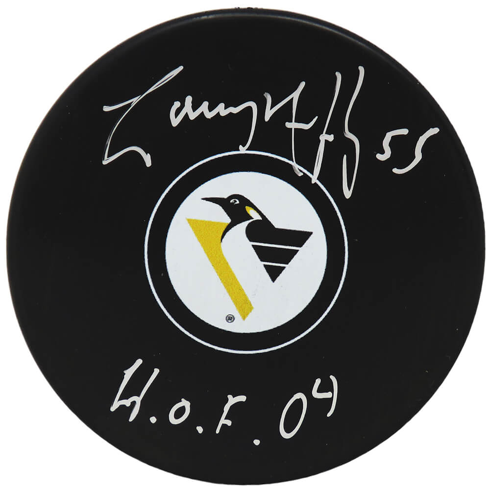Larry Murphy Signed Pittsburgh Penguins Logo Hockey Puck w/HOF'04 - MURPUC403 - Larry Murphy Signed Pittsburgh Penguins Logo Hockey Puck w/HOF'04 product image