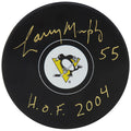 Larry Murphy Signed Penguins Logo Hockey Puck w/HOF 2004 (In Gold) - MURPUC404 - Larry Murphy Signed Penguins Logo Hockey Puck w/HOF 2004 (In Gold) product image