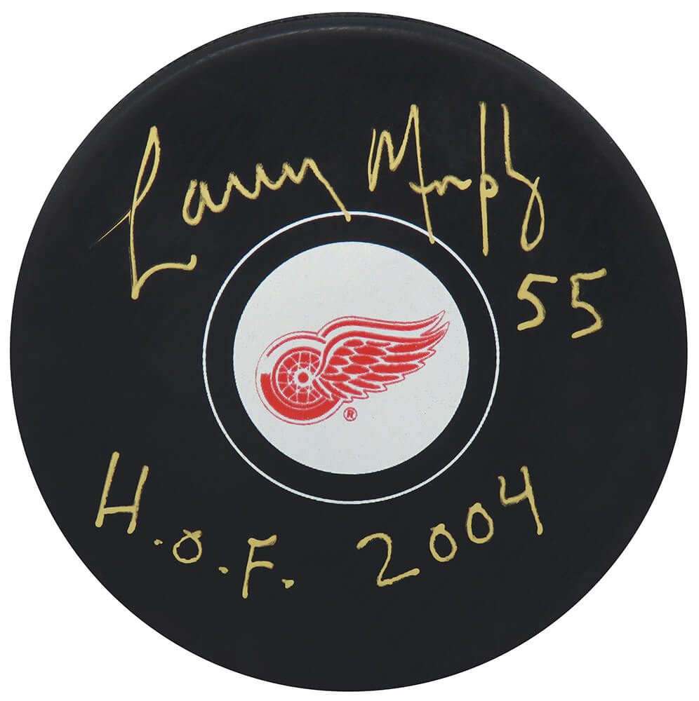Larry Murphy Signed Detroit Red Wings Logo Hockey Puck w/HOF 2004 - MURPUC406 - Larry Murphy Signed Detroit Red Wings Logo Hockey Puck w/HOF 2004 product image