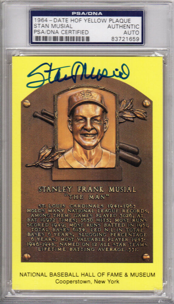 Stan Musial Signed National Baseball Hall of Fame Plaque Card - (PSA Encapsulated) - MUSCAR100 - Stan Musial Signed National Baseball Hall of Fame Plaque Card - (PSA Encapsulated) product image