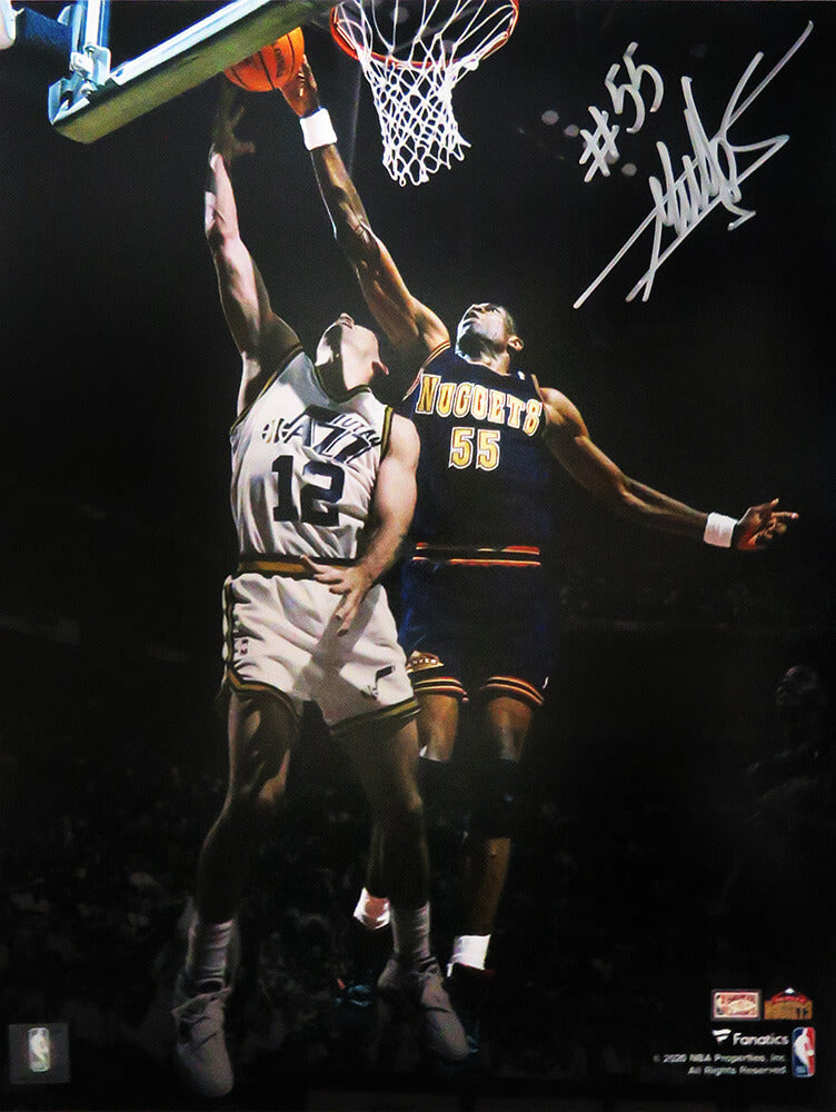 Dikembe Mutombo Signed Denver Nuggets Action Spotlight 11x14 Photo - MUT11P200 - Dikembe Mutombo Signed Denver Nuggets Action Spotlight 11x14 Photo product image
