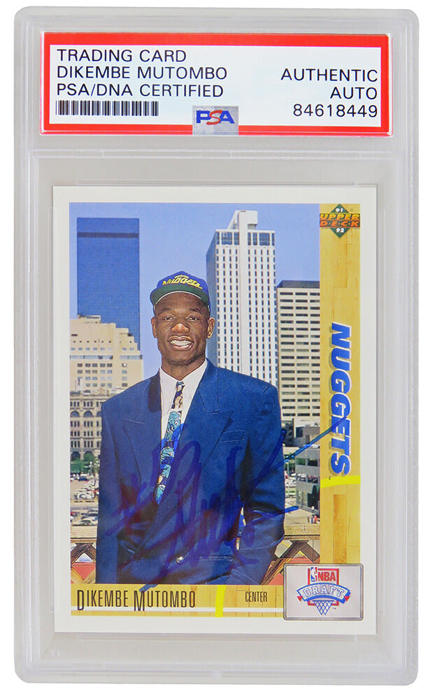 Dikembe Mutombo Signed Denver Nuggets 1991-92 Upper Deck Rookie Card #3 (PSA Encapsulated) - MUTCAR202 - Dikembe Mutombo Signed Denver Nuggets 1991-92 Upper Deck Rookie Card #3 (PSA Encapsulated) product image