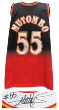 Dikembe Mutombo Signed Atlanta Hawks Mitchell & Ness Black & Red NBA Swingman Basketball Jersey - MUTJRY200 - Dikembe Mutombo Signed Atlanta Hawks Mitchell & Ness Black & Red NBA Swingman Basketball Jersey product image