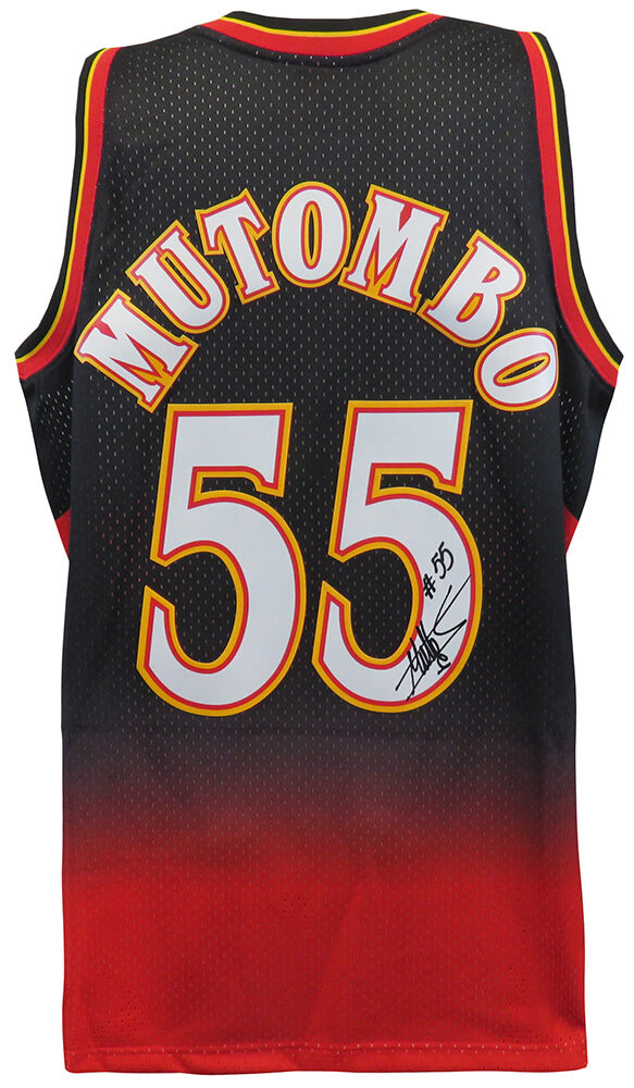 Dikembe Mutombo Signed Atlanta Hawks 1996 M&N Black & Red NBA Swingman Road Basketball Jersey - MUTJRY201 - Dikembe Mutombo Signed Atlanta Hawks 1996 M&N Black & Red NBA Swingman Road Basketball Jersey product image