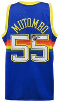 Dikembe Mutombo Signed Denver Nuggets 1991 Throwback Blue M&N NBA Swingman Basketball Road Jersey - MUTJRY202 - Dikembe Mutombo Signed Denver Nuggets 1991 Throwback Blue M&N NBA Swingman Basketball Road Jersey product image