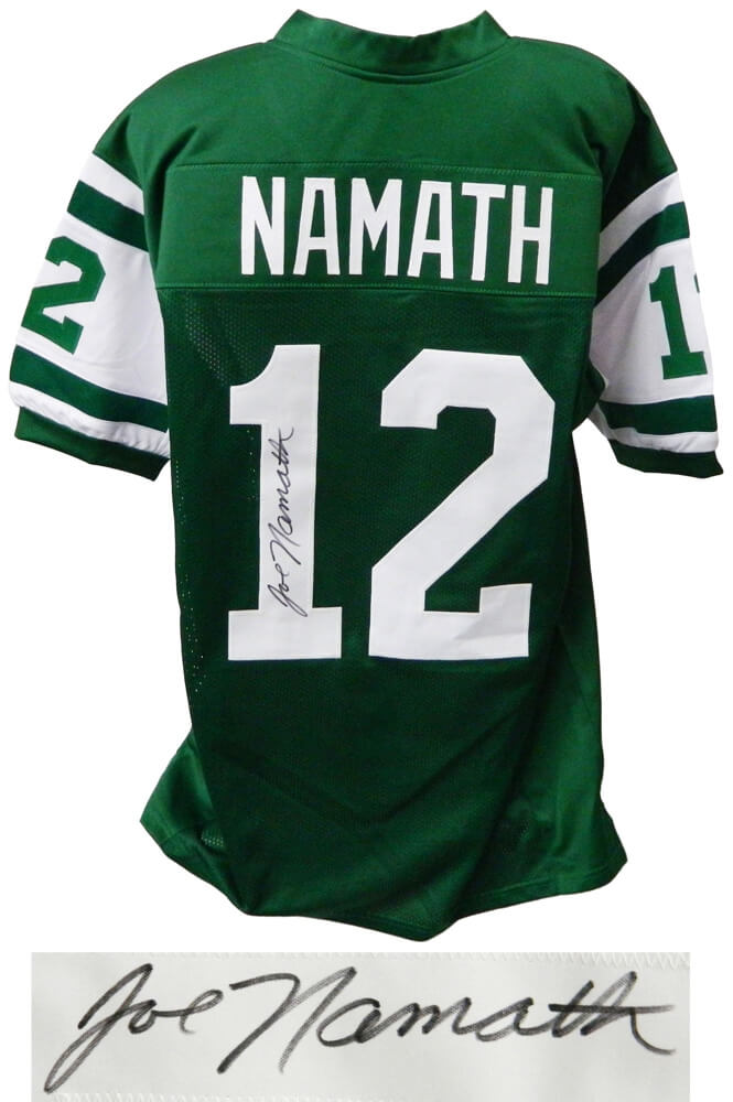 Joe Namath Signed Green Throwback Custom Jersey - NAMJRY300 - Joe Namath Signed Green Throwback Custom Jersey product image