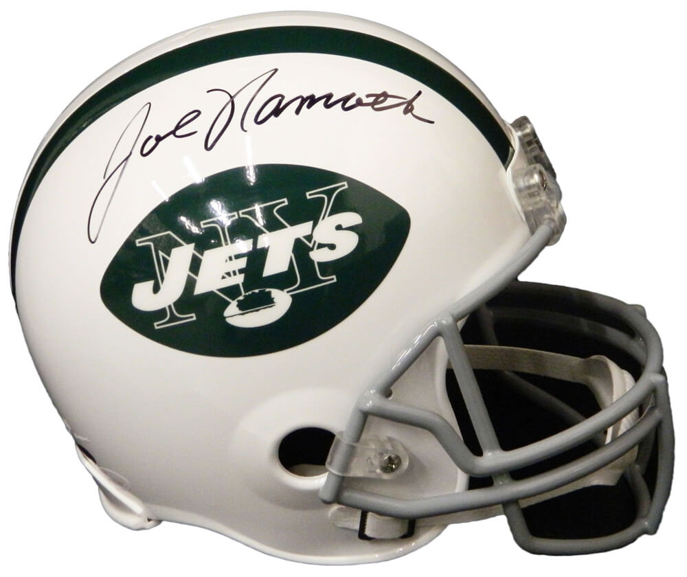 Joe Namath Signed New York Jets Riddell Full Size Replica Helmet (JSA) - NAMREP300 - Joe Namath Signed New York Jets Riddell Full Size Replica Helmet (JSA) product image
