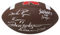Johnny Rodgers, Mike Rozier & Eric Crouch Signed Nebraska Cornhuskers Logo Football w/HT YRs - NEBFTB300 - Johnny Rodgers, Mike Rozier & Eric Crouch Signed Nebraska Cornhuskers Logo Football w/HT YRs product image
