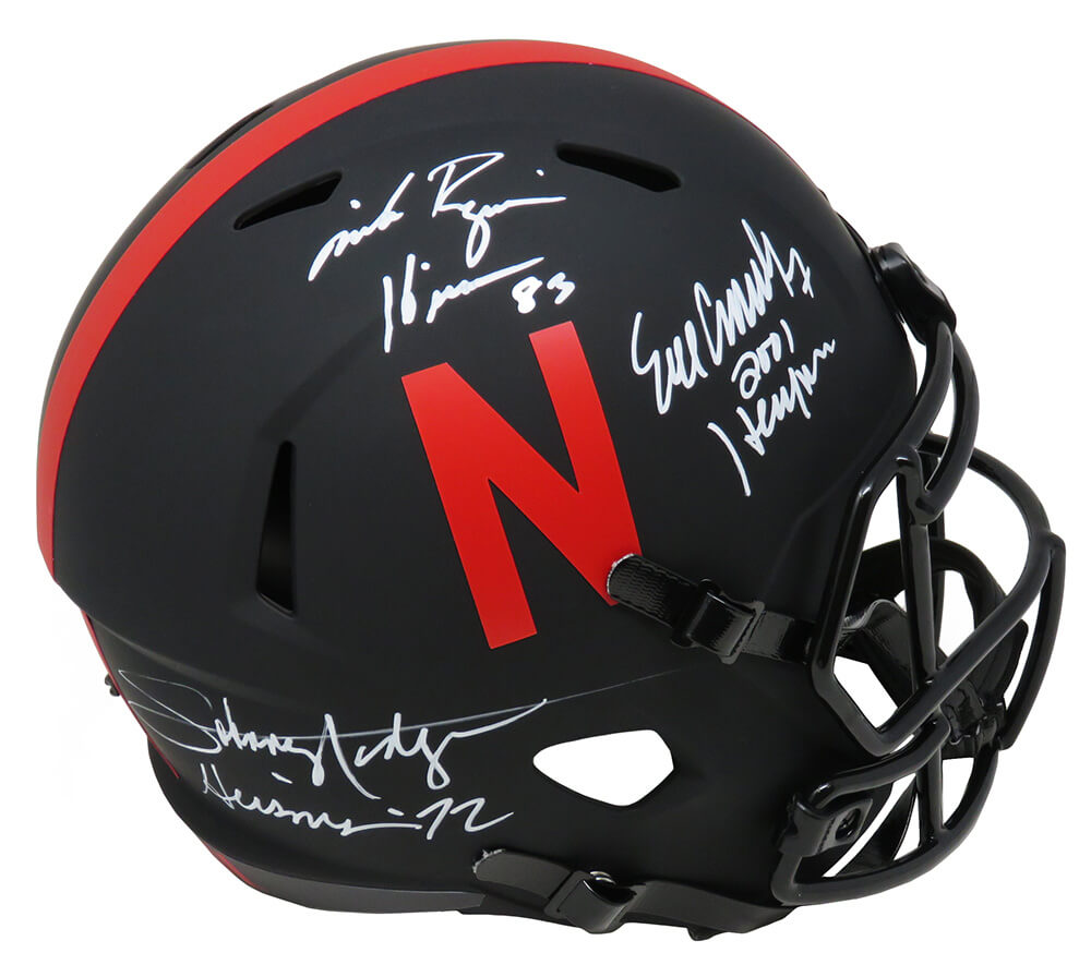 Johnny Rodgers, Mike Rozier & Eric Crouch Signed Nebraska Eclipse Riddell Full Size Speed Replica Helmet w/HT YRs - NEBREP301 - Johnny Rodgers, Mike Rozier & Eric Crouch Signed Nebraska Eclipse Riddell Full Size Speed Replica Helmet w/HT YRs product image