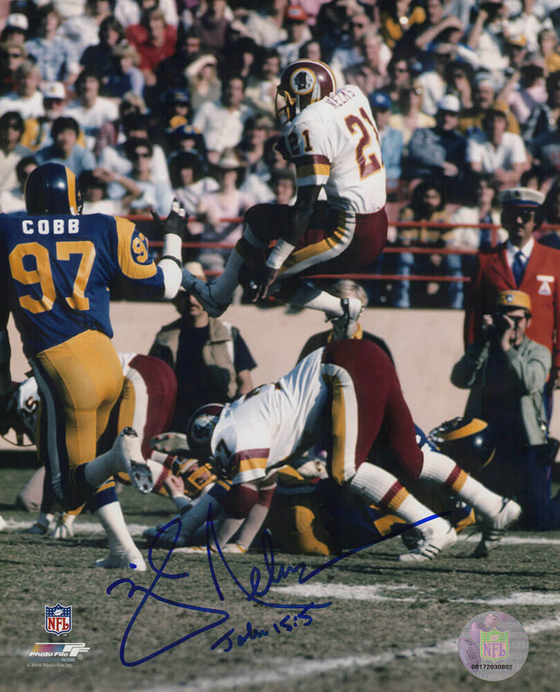 Mike Nelms Signed Washington Football Team Jumping Action vs. Rams 8x10 Photo - NEL08P311 - Mike Nelms Signed Washington Football Team Jumping Action vs. Rams 8x10 Photo product image