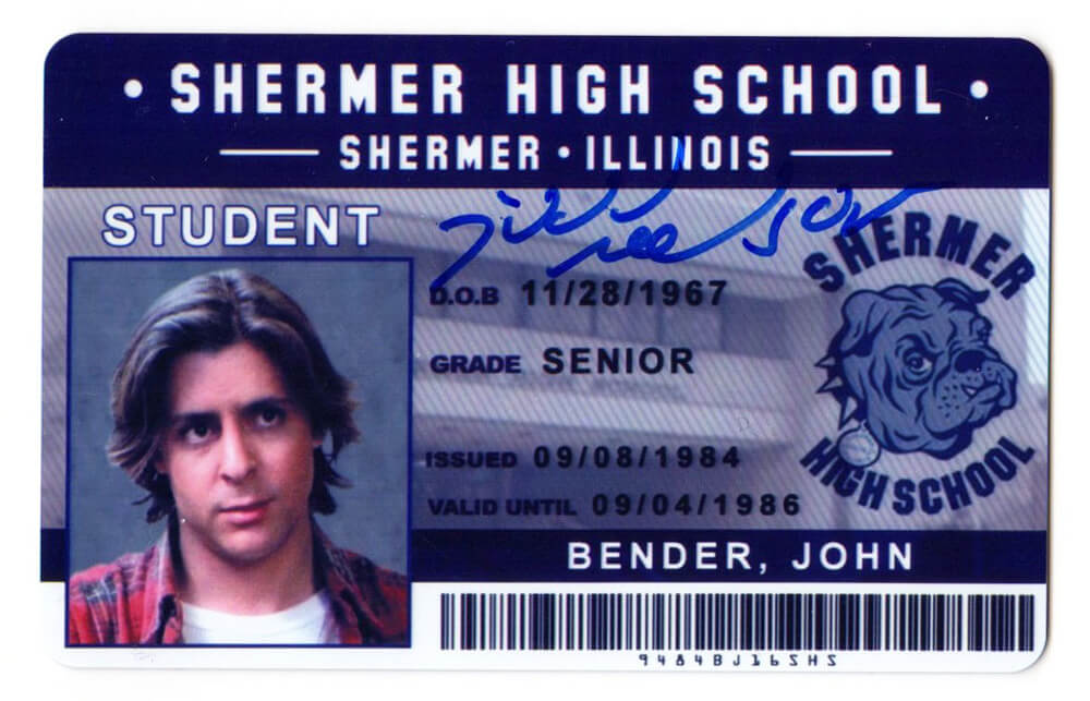Judd Nelson Signed The Breakfast Club John Bender Shermer High School ID Card - NELCAR500 - Judd Nelson Signed The Breakfast Club John Bender Shermer High School ID Card product image