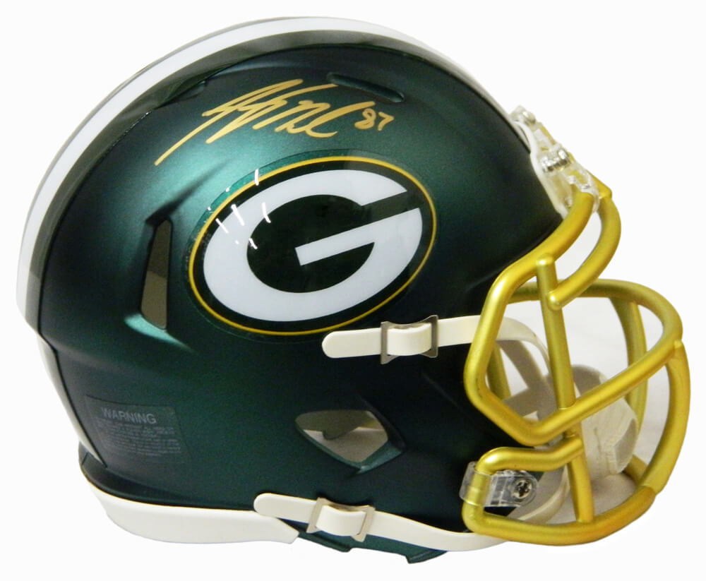 Jordy Nelson Signed Green Bay Packers Blaze Riddell Speed Mini Helmet - NELMIN303 - Jordy Nelson Signed Green Bay Packers Blaze Riddell Speed Mini Helmet product image