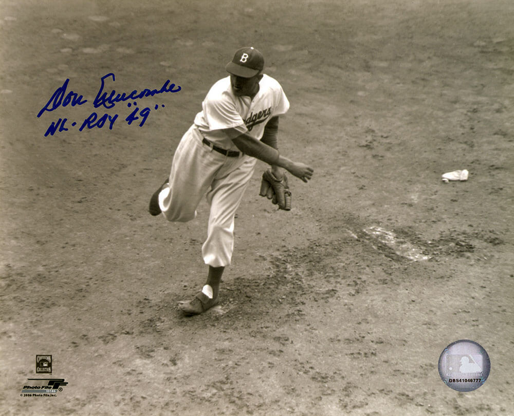 Don Newcombe Signed Brooklyn Dodgers B&W Pitching 8x10 Photo w/NL ROY 49 - NEW08P112TW - Don Newcombe Signed Brooklyn Dodgers B&W Pitching 8x10 Photo w/NL ROY 49 product image