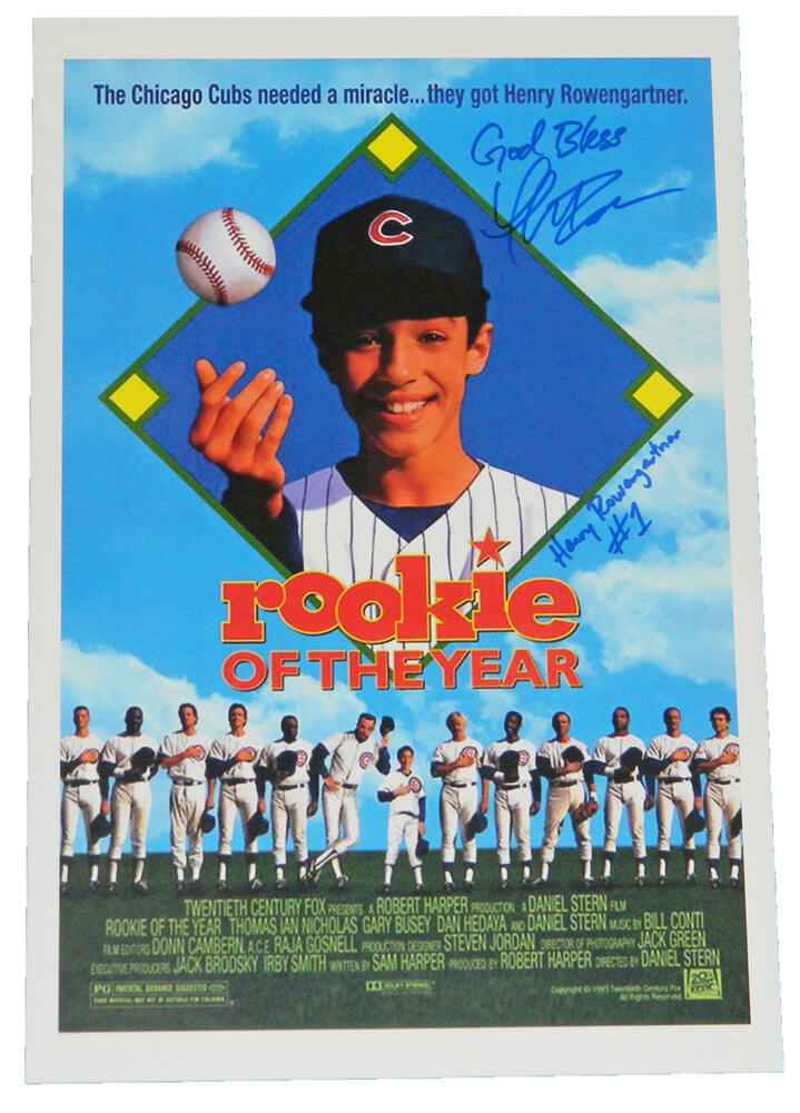 Thomas Ian Nicholas Signed Rookie Of The Year 12x18 Movie Poster w/God Bless, Henry Rowengartner - NICPST500 - Thomas Ian Nicholas Signed Rookie Of The Year 12x18 Movie Poster w/God Bless, Henry Rowengartner product image