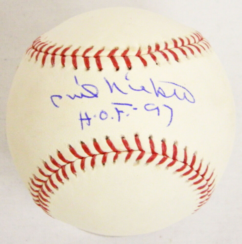 Phil Niekro Signed Rawlings Official MLB Baseball w/HOF'97 - NIEBSB100 - Phil Niekro Signed Rawlings Official MLB Baseball w/HOF'97 product image