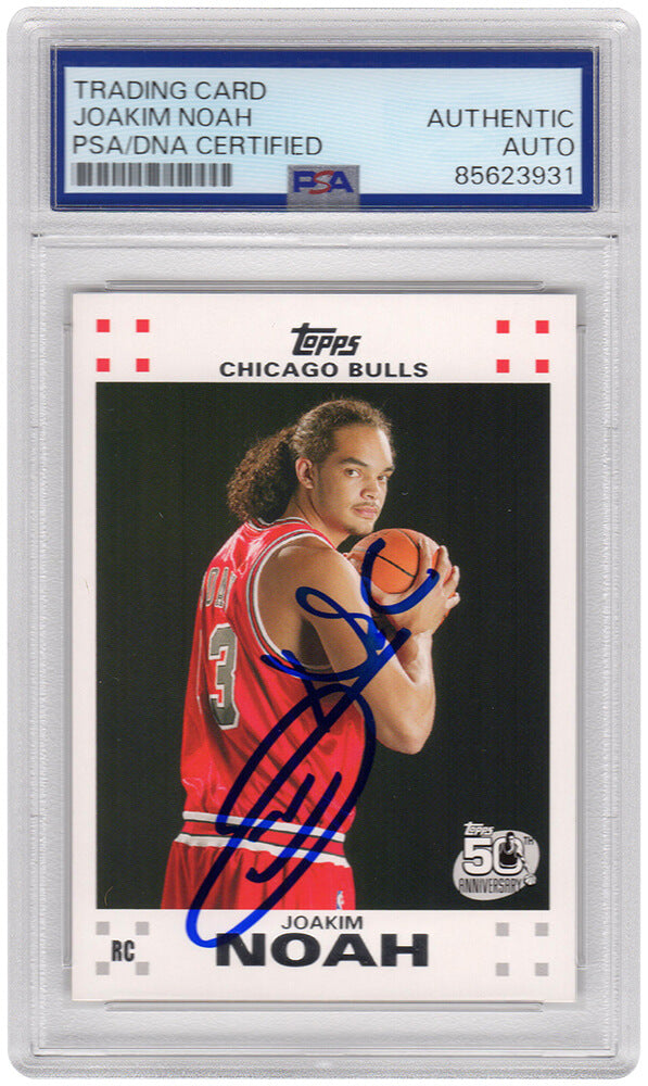 Joakim Noah Signed Bulls Topps Rookie Basketball Trading Card #9 - (PSA Encapsulated) - NOACAR205 - Joakim Noah Signed Bulls Topps Rookie Basketball Trading Card #9 - (PSA Encapsulated) product image