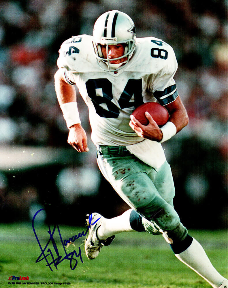 Jay Novacek Signed Dallas Cowboys Running With Football 8x10 Photo - NOV08P302 - Jay Novacek Signed Dallas Cowboys Running With Football 8x10 Photo product image