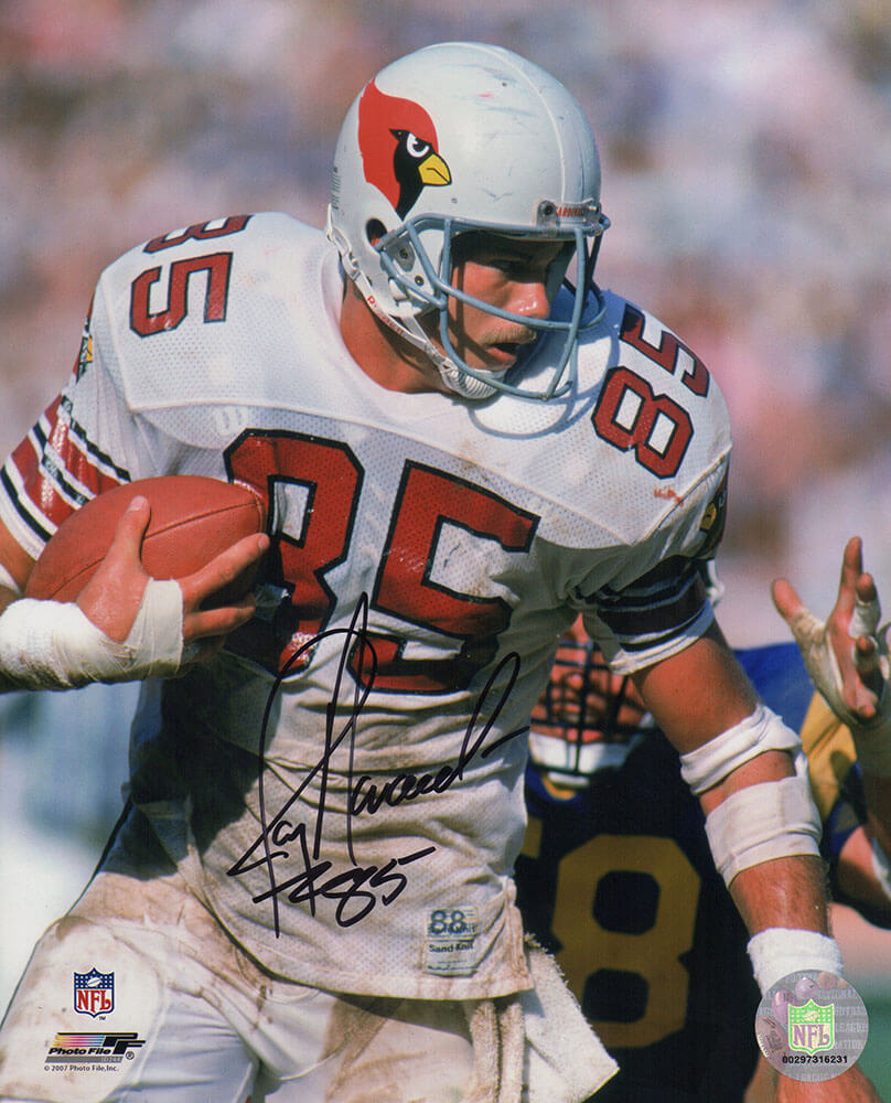 Jay Novacek Signed Arizona Cardinals White Jersey Action 8x10 Photo - NOV08P303 - Jay Novacek Signed Arizona Cardinals White Jersey Action 8x10 Photo product image