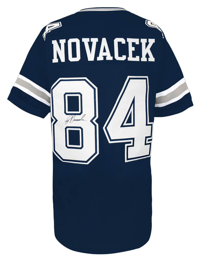 Jay Novacek Signed Navy Custom Football Jersey - NOVJRY300 - Jay Novacek Signed Navy Custom Football Jersey product image