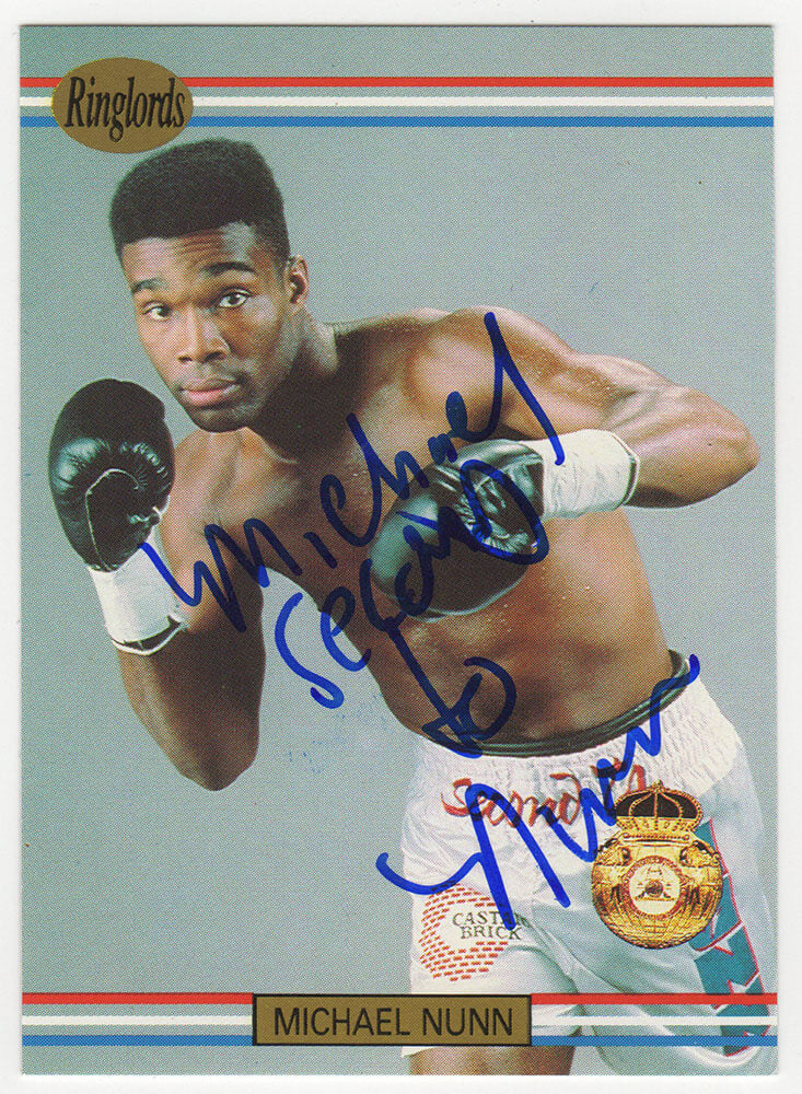 Michael 'Second To' Nunn Signed 1991 Ringlords Boxing Trading Card #24 - NUNCAR505 - Michael 'Second To' Nunn Signed 1991 Ringlords Boxing Trading Card #24 product image