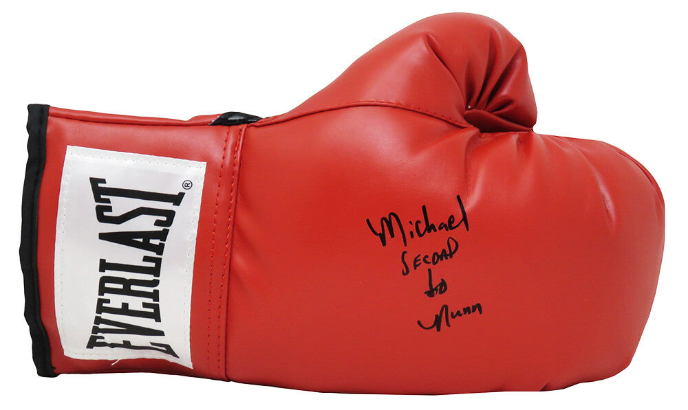 Michael Nunn Signed Everlast Red Boxing Glove w/Second To Nunn - NUNGLV500 - Michael Nunn Signed Everlast Red Boxing Glove w/Second To Nunn product image