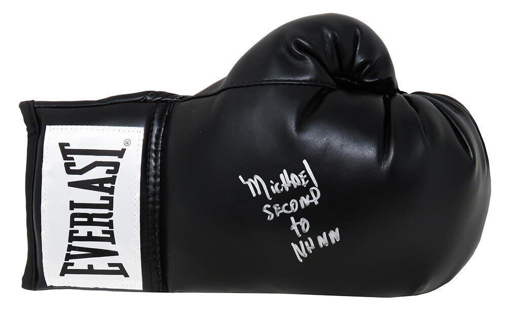 Michael Nunn Signed Everlast Black Boxing Glove w/Second To Nunn - NUNGLV503 - Michael Nunn Signed Everlast Black Boxing Glove w/Second To Nunn product image
