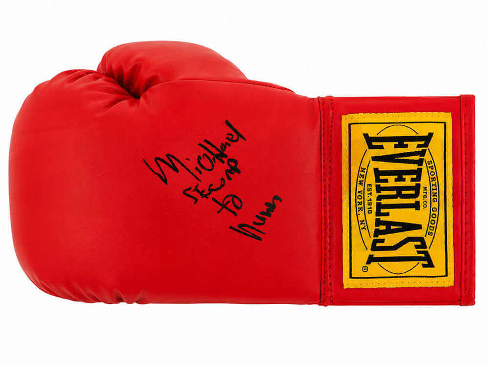 Michael Nunn Signed Everlast Red Full Size Boxing Glove w/Second To Nunn - NUNGLV508 - Michael Nunn Signed Everlast Red Full Size Boxing Glove w/Second To Nunn product image