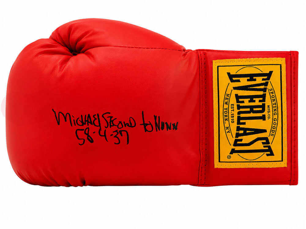 Michael 'Second To' Nunn Signed Everlast Red Full Size Boxing Glove w/58-4, 37 KOs - NUNGLV510 - Michael 'Second To' Nunn Signed Everlast Red Full Size Boxing Glove w/58-4, 37 KOs product image
