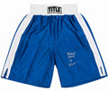 Michael Nunn Signed Title Blue With White Trim Boxing Trunks - NUNTRU503 - Michael Nunn Signed Title Blue With White Trim Boxing Trunks product image