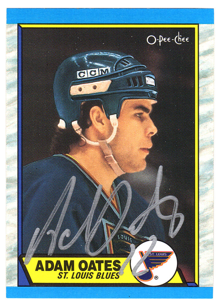 Adam Oates Signed St. Louis Blues 1989 O-Pee-Chee Hockey Trading Card #185 - OATCAR400 - Adam Oates Signed St. Louis Blues 1989 O-Pee-Chee Hockey Trading Card #185 product image