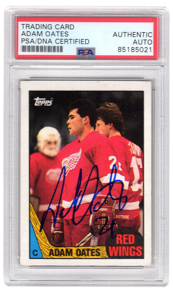 Adam Oates Signed Detroit Red Wings 1987-88 Topps Rookie Hockey Card #123 - (PSA Encapsulated) - OATCAR401 - Adam Oates Signed Detroit Red Wings 1987-88 Topps Rookie Hockey Card #123 - (PSA Encapsulated) product image