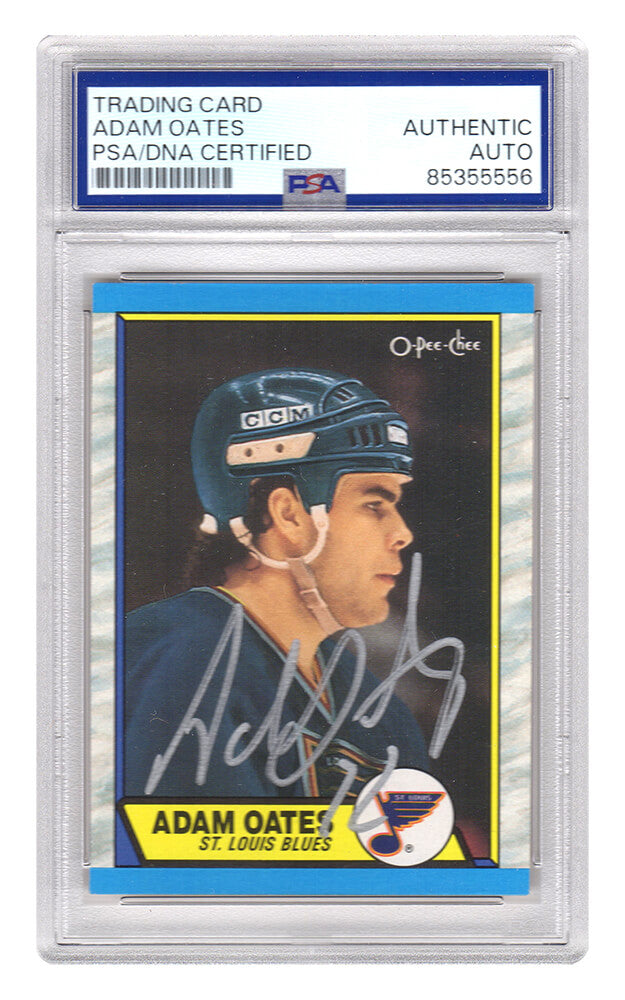 Adam Oates Signed 1989 O-Pee-Chee Hockey Trading Card #185 - (PSA Encapsulated) - OATCAR403 - Adam Oates Signed 1989 O-Pee-Chee Hockey Trading Card #185 - (PSA Encapsulated) product image