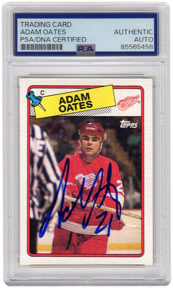 Adam Oates Signed Detroit Red Wings 1988 Topps Hockey Trading Card #161 - (PSA Encapsulated) - OATCAR405 - Adam Oates Signed Detroit Red Wings 1988 Topps Hockey Trading Card #161 - (PSA Encapsulated) product image