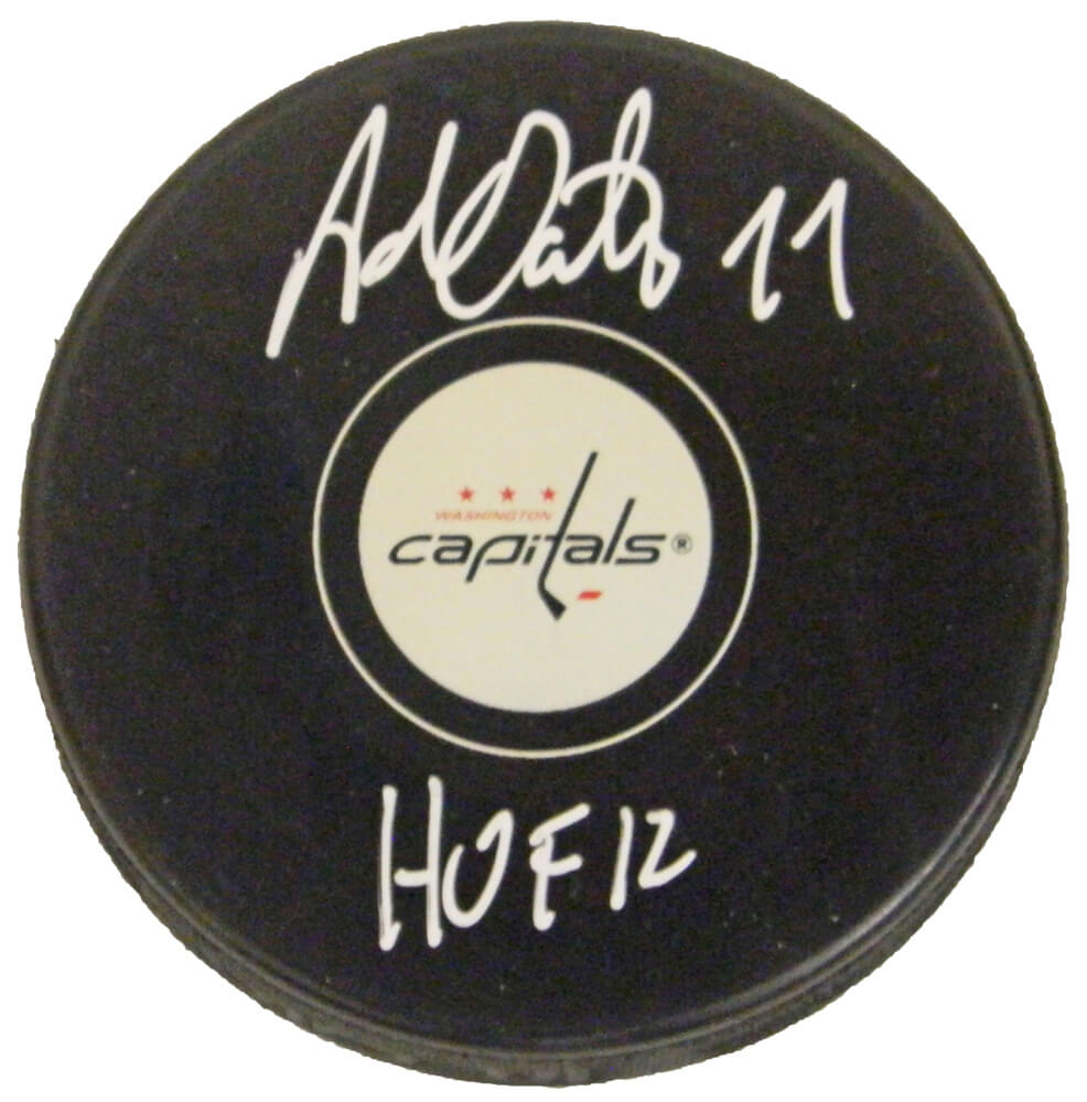 Adam Oates Signed Washington Capitals Logo Hockey Puck w/HOF 12 - OATPUC401 - Adam Oates Signed Washington Capitals Logo Hockey Puck w/HOF 12 product image