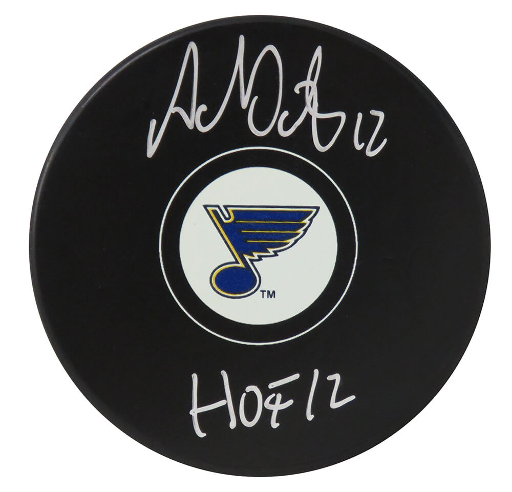 Adam Oates Signed St Louis Blues Logo Hockey Puck w/HOF'12 - OATPUC405 - Adam Oates Signed St Louis Blues Logo Hockey Puck w/HOF'12 product image