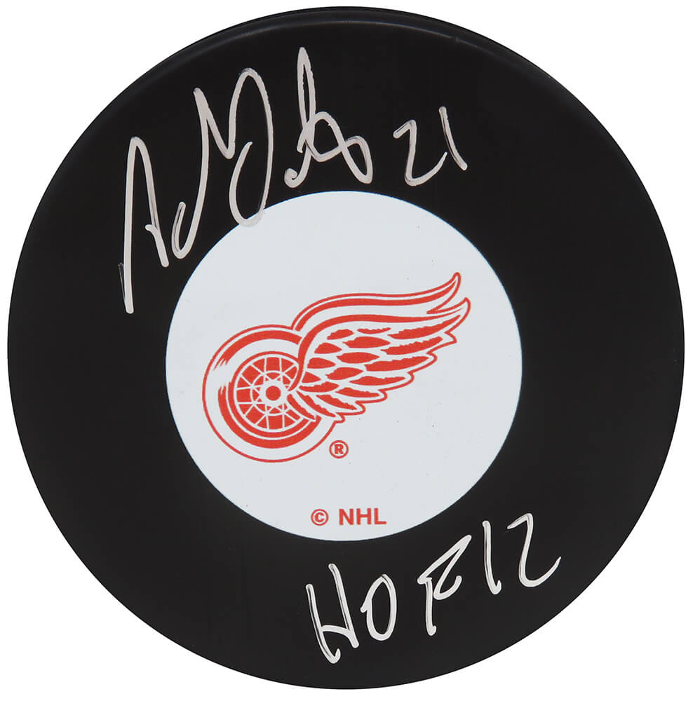 Adam Oates Signed Red Wings Logo Hockey Puck w/HOF'12 - OATPUC407 - Adam Oates Signed Red Wings Logo Hockey Puck w/HOF'12 product image