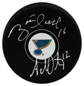 Brett Hull & Adam Oates Dual Signed St. Louis Blues Logo Hockey Puck - OATPUC409 - Brett Hull & Adam Oates Dual Signed St. Louis Blues Logo Hockey Puck product image