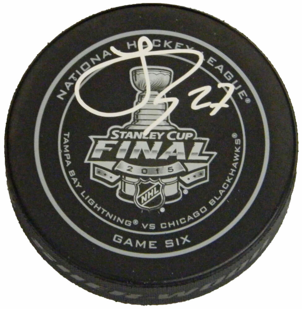 Johnny Oduya Signed Official 2015 Stanley Cup Finals Game Six Hockey Puck - ODUPUC403 - Johnny Oduya Signed Official 2015 Stanley Cup Finals Game Six Hockey Puck product image