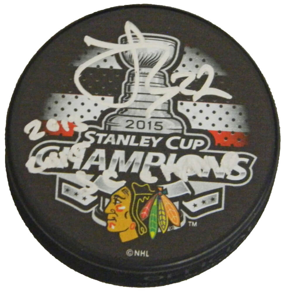 Johnny Oduya Signed Blackhawks 2015 Stanley Cup Champs Logo Hockey Puck w/2013, 2015 SC Champs - ODUPUC404 - Johnny Oduya Signed Blackhawks 2015 Stanley Cup Champs Logo Hockey Puck w/2013, 2015 SC Champs product image