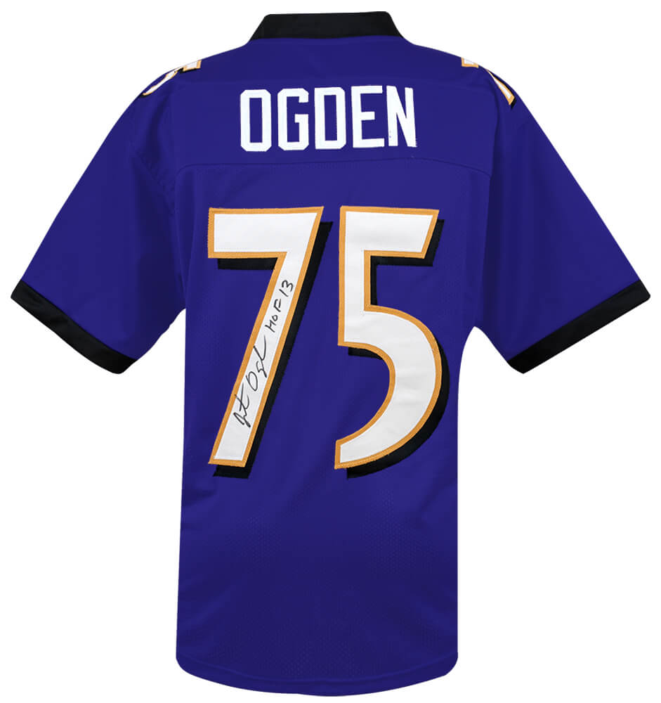 Jonathan Ogden Signed Purple Custom Football Jersey w/HOF'13 - OGDJRY300 - Jonathan Ogden Signed Purple Custom Football Jersey w/HOF'13 product image