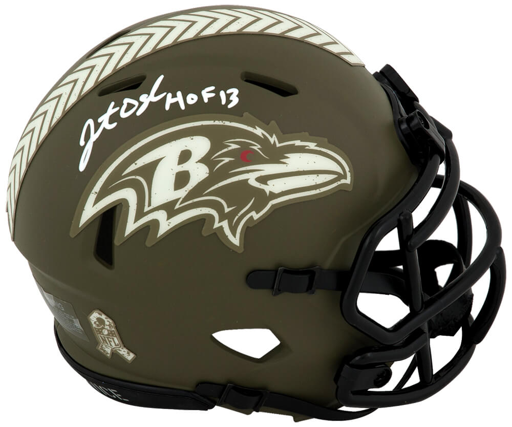 Jonathan Ogden Signed Baltimore Ravens Salute To Service Riddell Speed Mini Helmet w/HOF'13 - OGDMIN304 - Jonathan Ogden Signed Baltimore Ravens Salute To Service Riddell Speed Mini Helmet w/HOF'13 product image