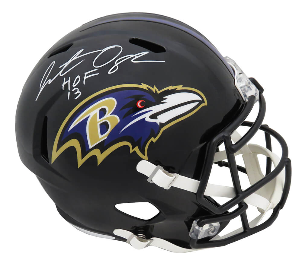 Jonathan Ogden Signed Baltimore Ravens Riddell Full Size Speed Replica Helmet w/HOF'13 - OGDREP300 - Jonathan Ogden Signed Baltimore Ravens Riddell Full Size Speed Replica Helmet w/HOF'13 product image