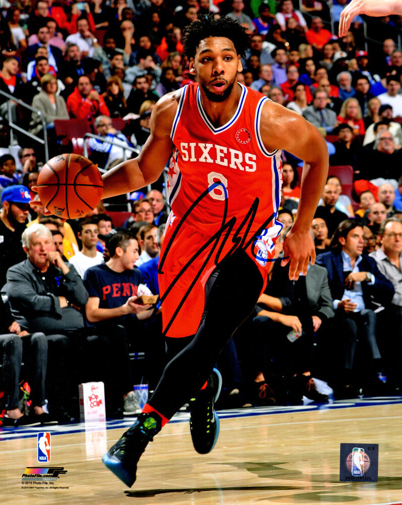 Jahlil Okafor Signed Philadelphia 76ers Red Jersey Dribbling 8x10 Photo - OKA08P214 - Jahlil Okafor Signed Philadelphia 76ers Red Jersey Dribbling 8x10 Photo product image