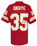 Christian Okoye Signed Red Custom Football Jersey - OKOJRY300 - Christian Okoye Signed Red Custom Football Jersey product image