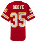 Christian Okoye Signed Red Custom Football Jersey w/Nigerian Nightmare - OKOJRY301 - Christian Okoye Signed Red Custom Football Jersey w/Nigerian Nightmare product image