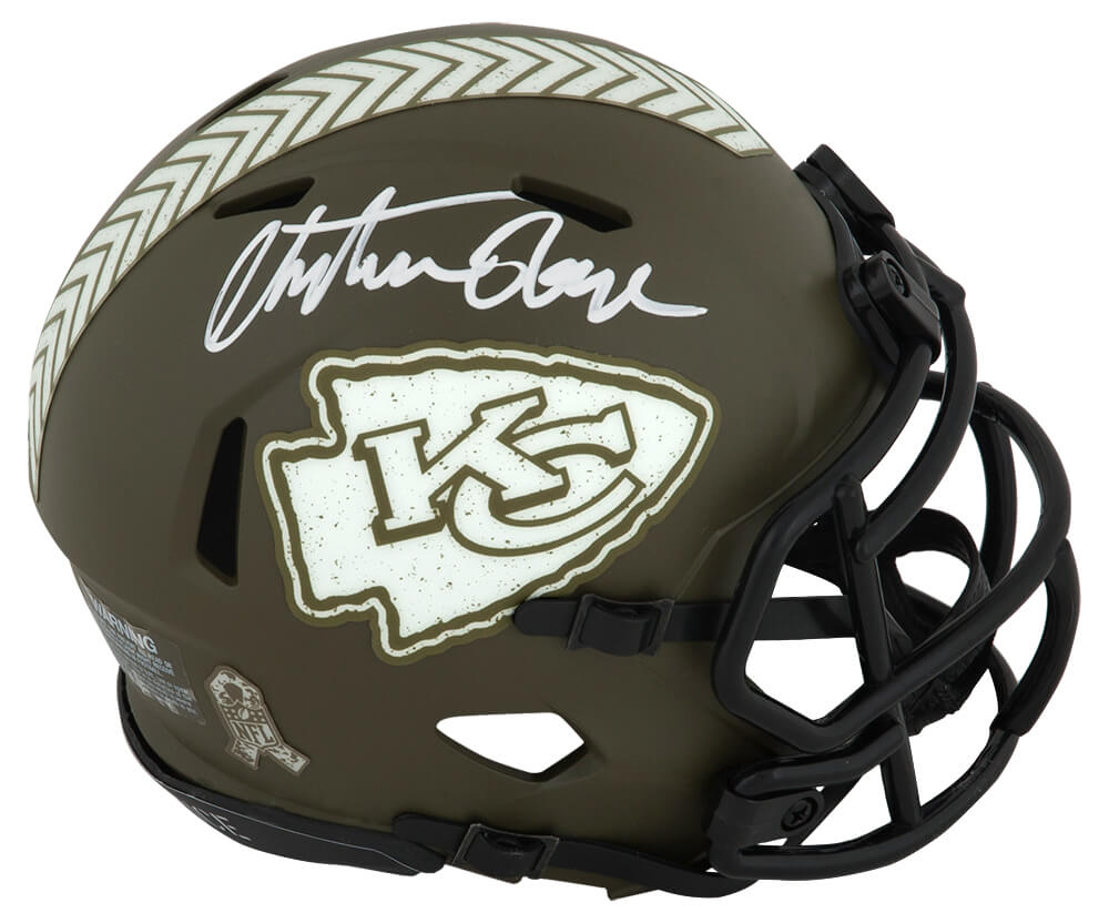 Christian Okoye Signed Kansas City Chiefs SALUTE Riddell Speed Mini Helmet - OKOMIN301 - Christian Okoye Signed Kansas City Chiefs SALUTE Riddell Speed Mini Helmet product image
