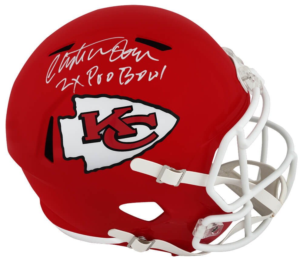 Christian Okoye Signed Kansas City Chiefs Riddell Full Size Speed Replica Helmet w/2x Pro Bowl - OKOREP300 - Christian Okoye Signed Kansas City Chiefs Riddell Full Size Speed Replica Helmet w/2x Pro Bowl product image