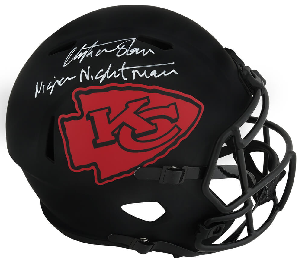 Christian Okoye Signed Kansas City Chiefs Eclipse Riddell Full Size Speed Replica Helmet w/Nigerian Nightmare - OKOREP301 - Christian Okoye Signed Kansas City Chiefs Eclipse Riddell Full Size Speed Replica Helmet w/Nigerian Nightmare product image