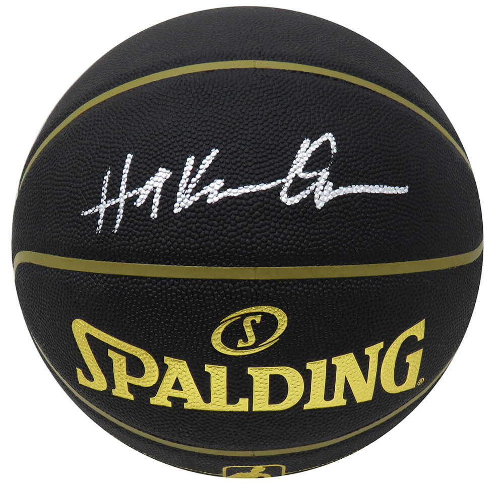 Hakeem Olajuwon Signed Spalding Elevation Black NBA Basketball - OLABSK207 - Hakeem Olajuwon Signed Spalding Elevation Black NBA Basketball product image